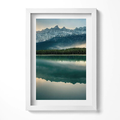 Tablou rama decorativ Peisaj cu lac, pădure și munți