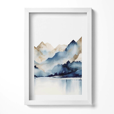 Tablou rama decorativ Peisaj în acuarelă cu munți și lacuri