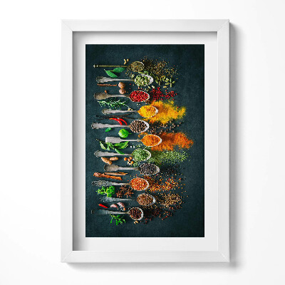 Tablou living cu rama decorativ Linguri cu condimente colorate