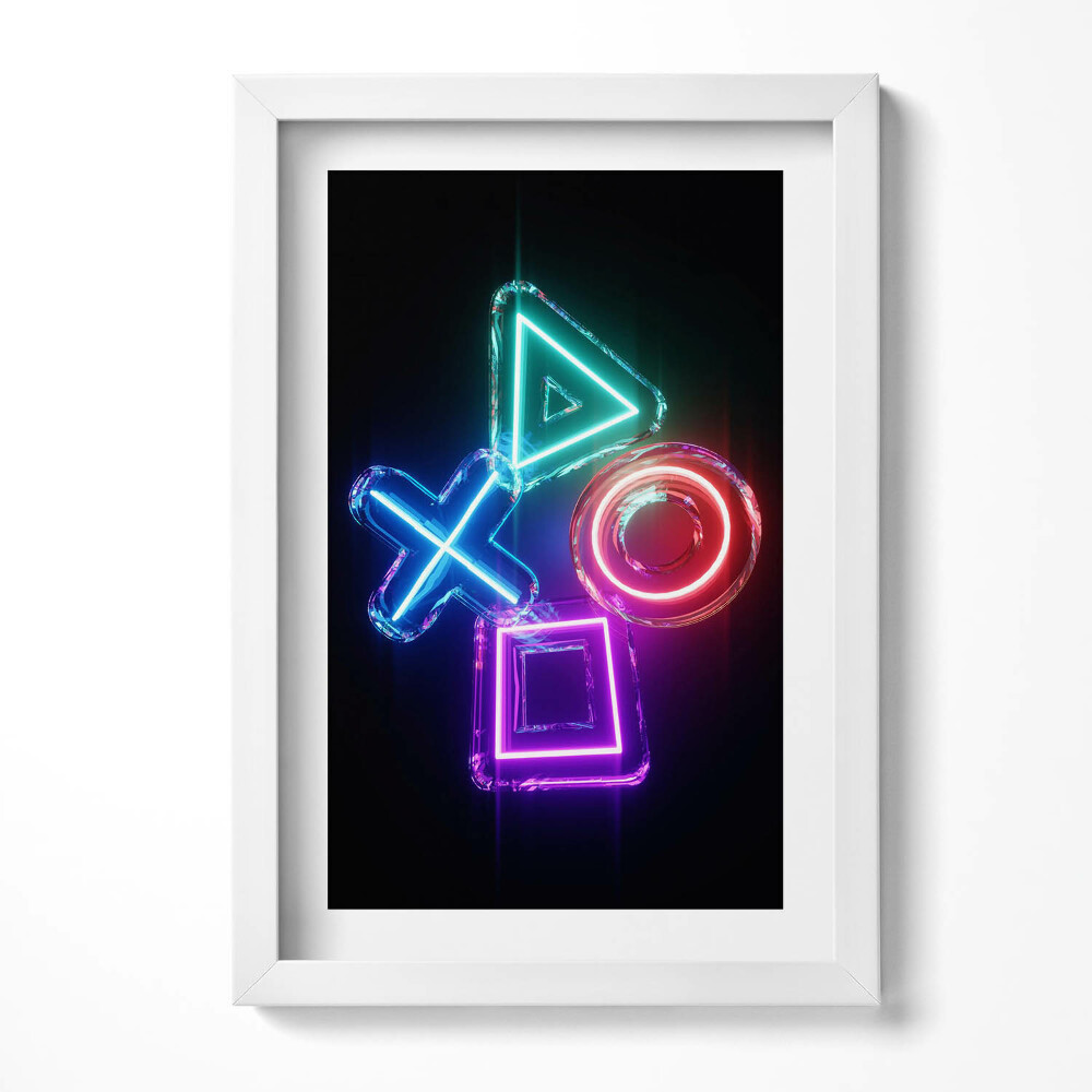 Tablou living cu rama decorativ Simboluri ale jucătorilor - simboluri pe consola