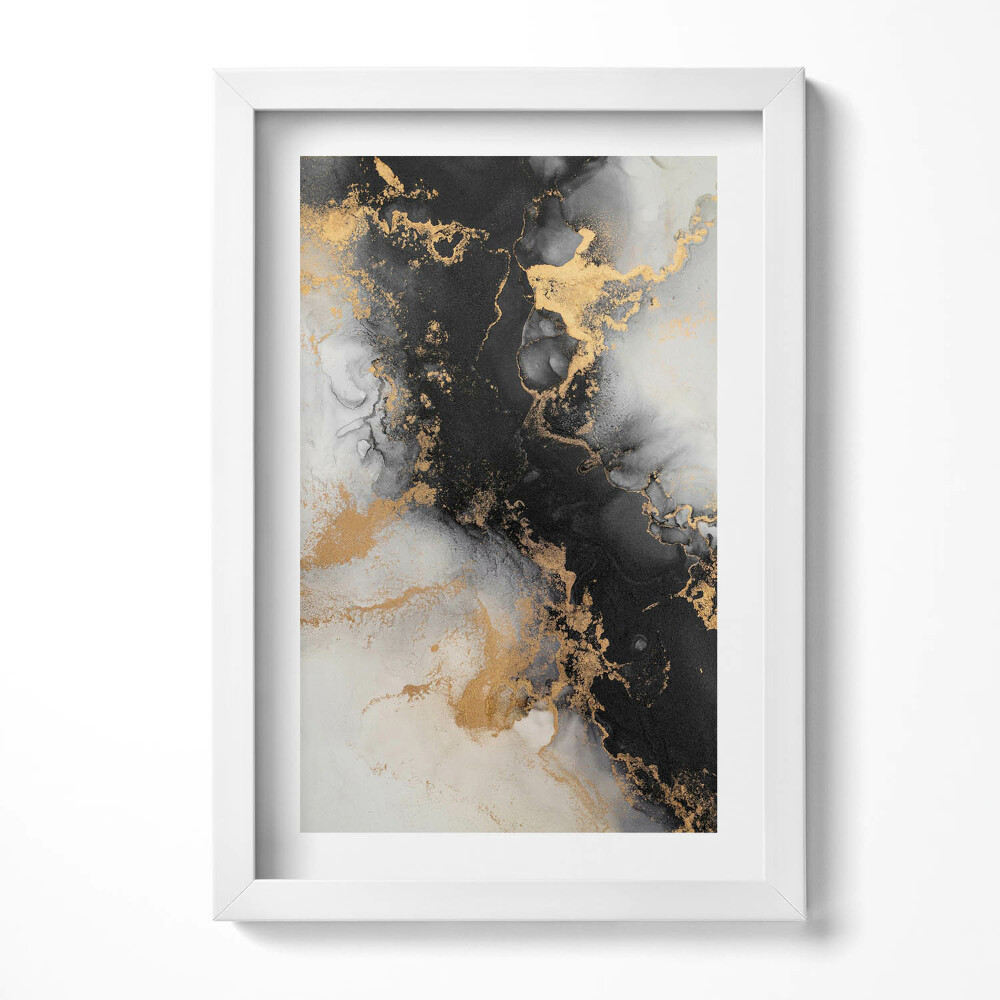 Tablou rama decorativ Rezumat alb-negru cu aur