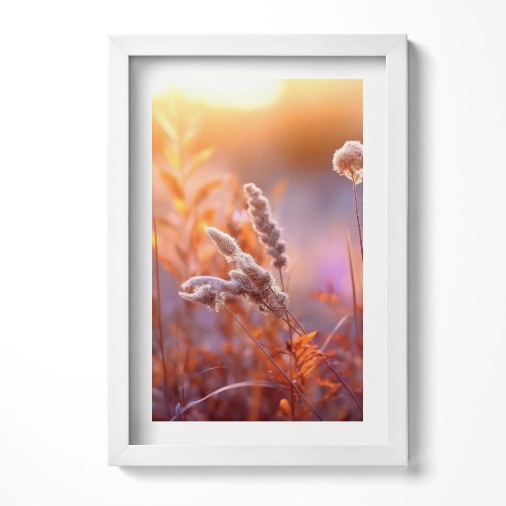 Tablou living cu rama decorativ Iarbă boho la răsărit