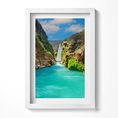 Tablou living cu rama decorativ Cascadă și râu tropical