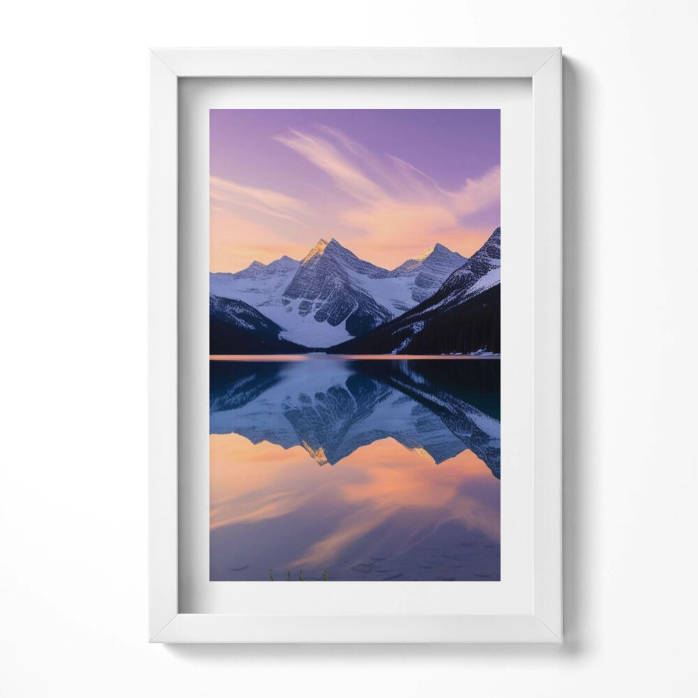 Tablou rama decorativ Peisaj cu munți și lac seara