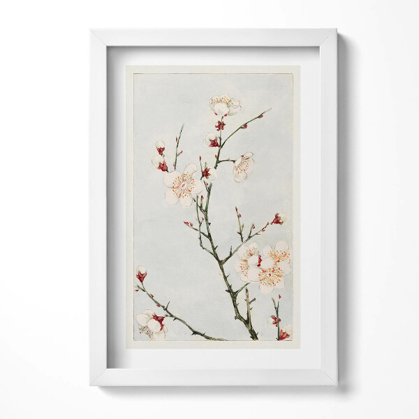 Tablou living cu rama decorativ Ilustrație minimalistă a unei ramuri cu flori