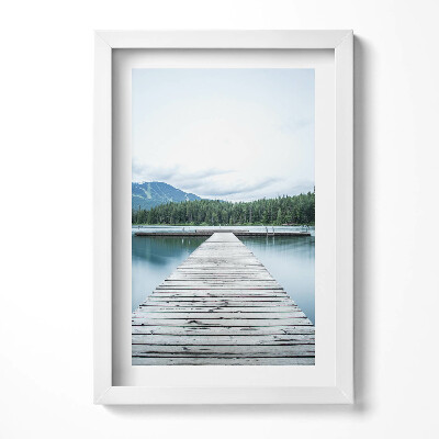 Tablou rama decorativ Debarcader de lemn pe un lac din munți
