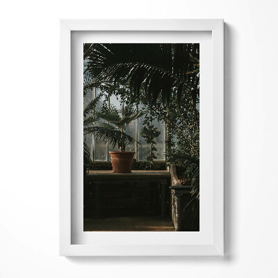 Tablou living cu rama decorativ Plante vintage pe fereastră