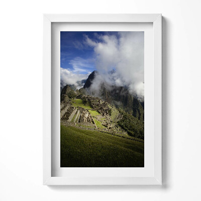 Tablou rama decorativ Dealuri verzi în nori