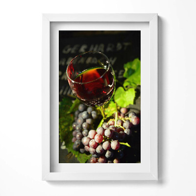Tablou living cu rama decorativ Un pahar de vin roșu și struguri