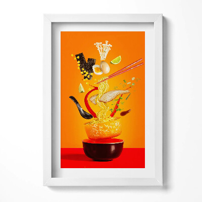 Tablou rama decorativ Ilustrație cu supă ramen - temă de bucătărie