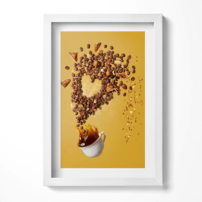 Tablou rama decorativ Ceașcă de cafea și cereale abstracte