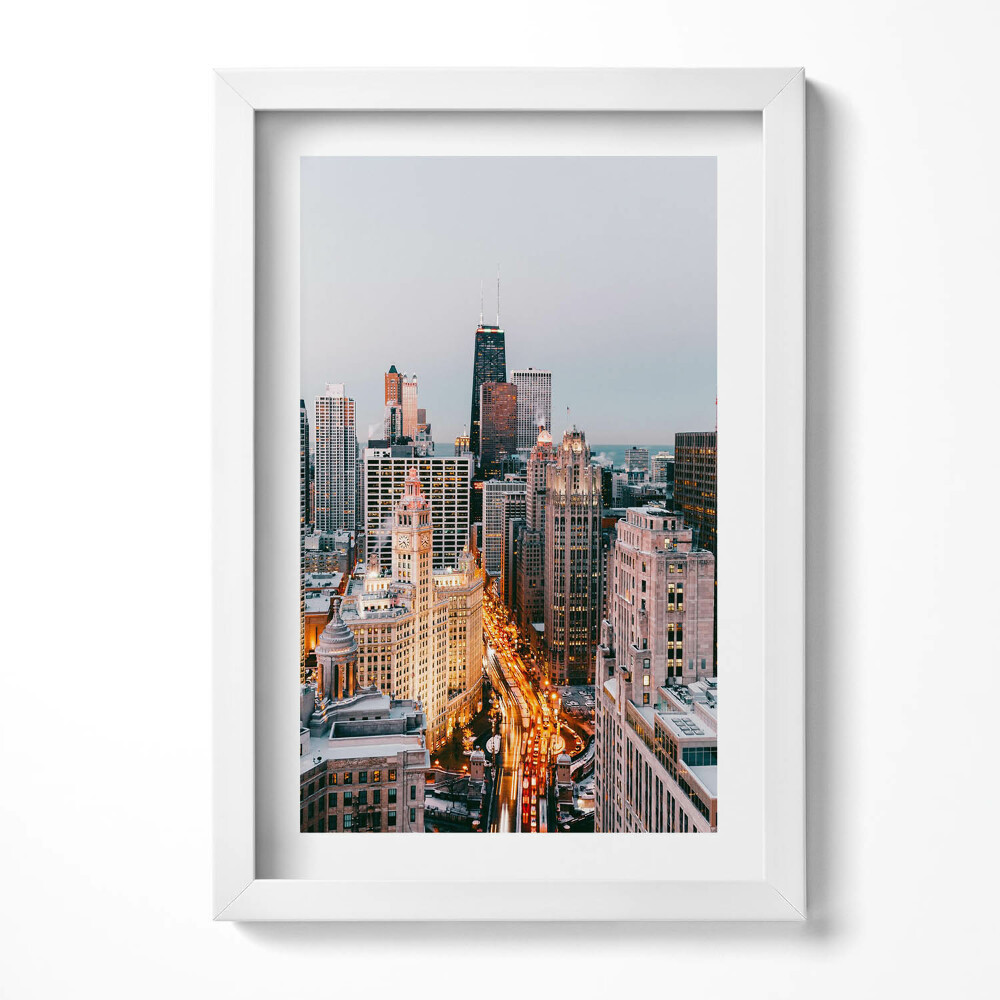 Tablou rama decorativ Panoramă a unui oraș mare seara