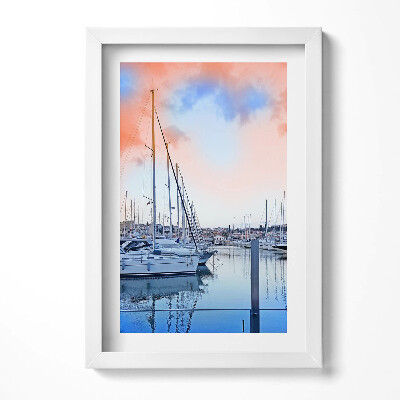 Tablou living cu rama decorativ Peisaj cu bărci pe lac