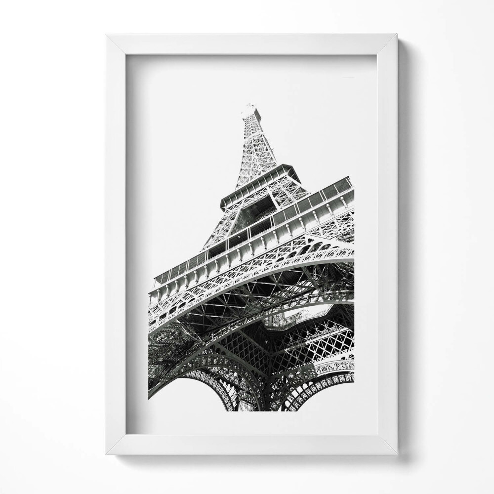 Tablou living cu rama decorativ Turnul Eiffel alb-negru din Paris
