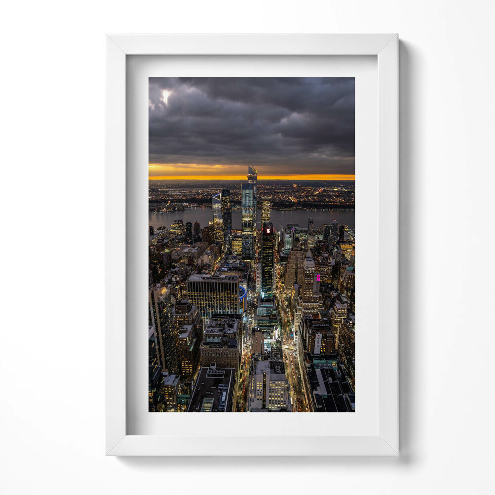 Tablou rama decorativ Arhitectura orașului din perspectiva unei păsări noaptea