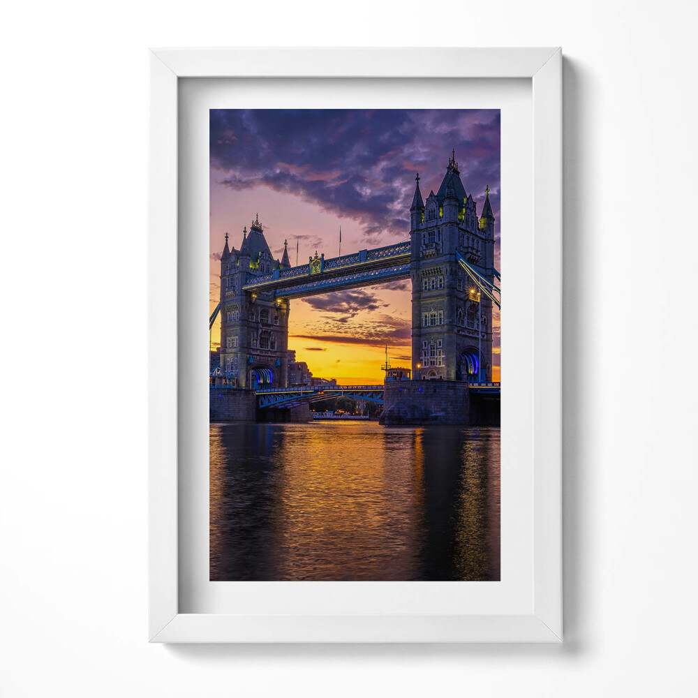 Tablou rama decorativ Podul Brooklyn și suprafața apei din Londra