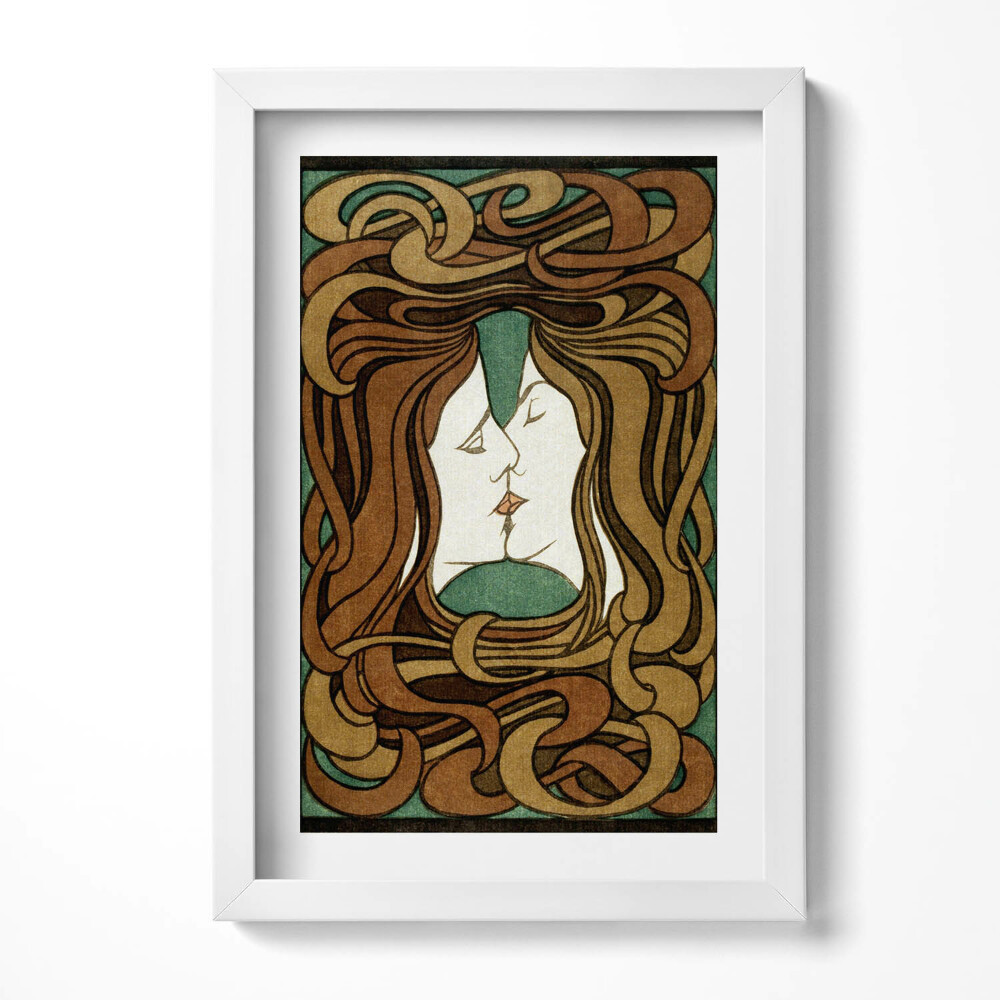 Tablou living cu rama decorativ Ilustrație cu două femei sărutându-se