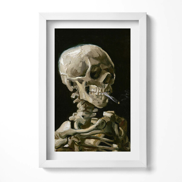 Tablou rama decorativ Pictură de craniu cu o țigară