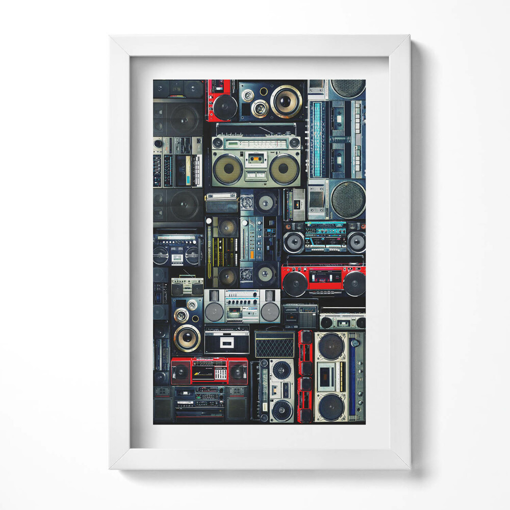 Tablou living cu rama decorativ Muzică - Boombox vintage