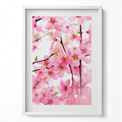 Tablou living cu rama modern Flori roz de primăvară pe ramuri