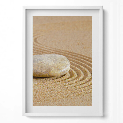 Tablou living cu rama modern Piatră singuratică în nisip - zen