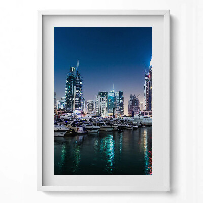 Tablou living cu rama modern Bărci în oraș noaptea