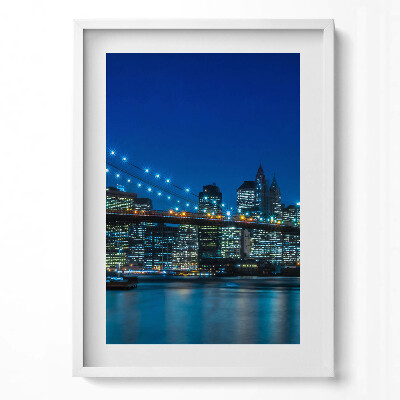 Tablou rama modern Podul Brooklyn noaptea - New York