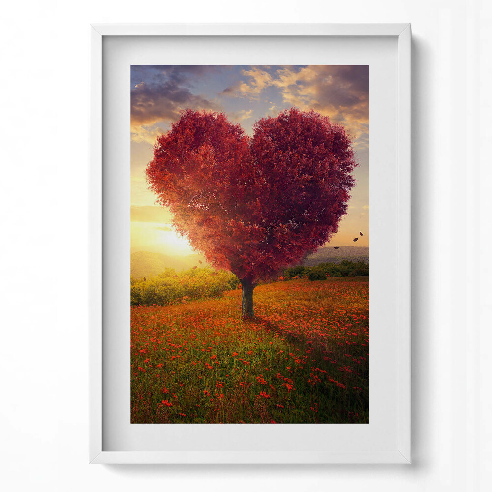 Tablou living cu rama modern Copacul iubirii în formă de inimă