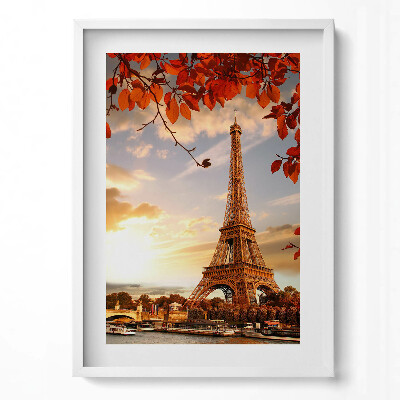 Tablou rama modern Turnul Eiffel printre frunze