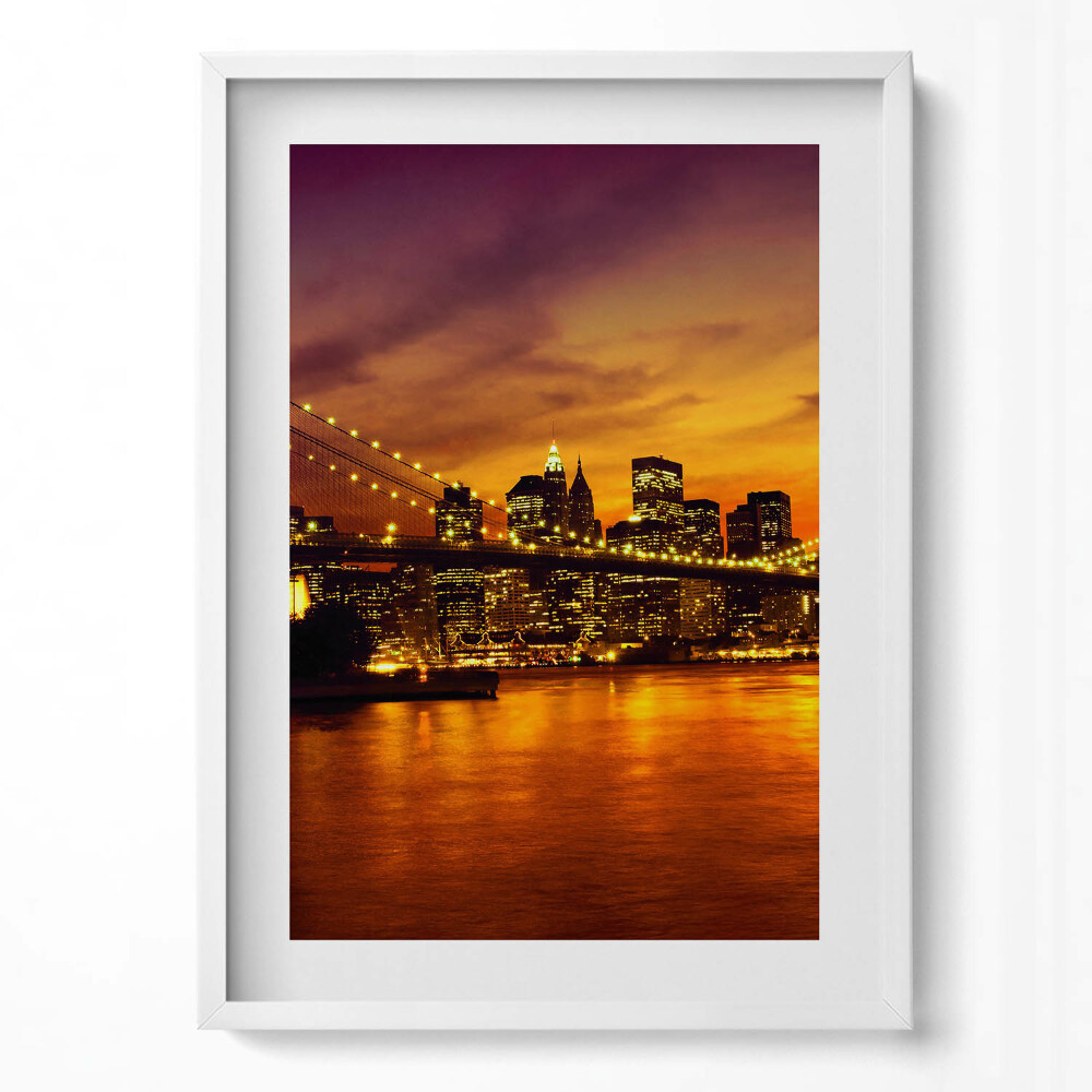 Tablou rama modern Vedere de seară a podului Brooklyn