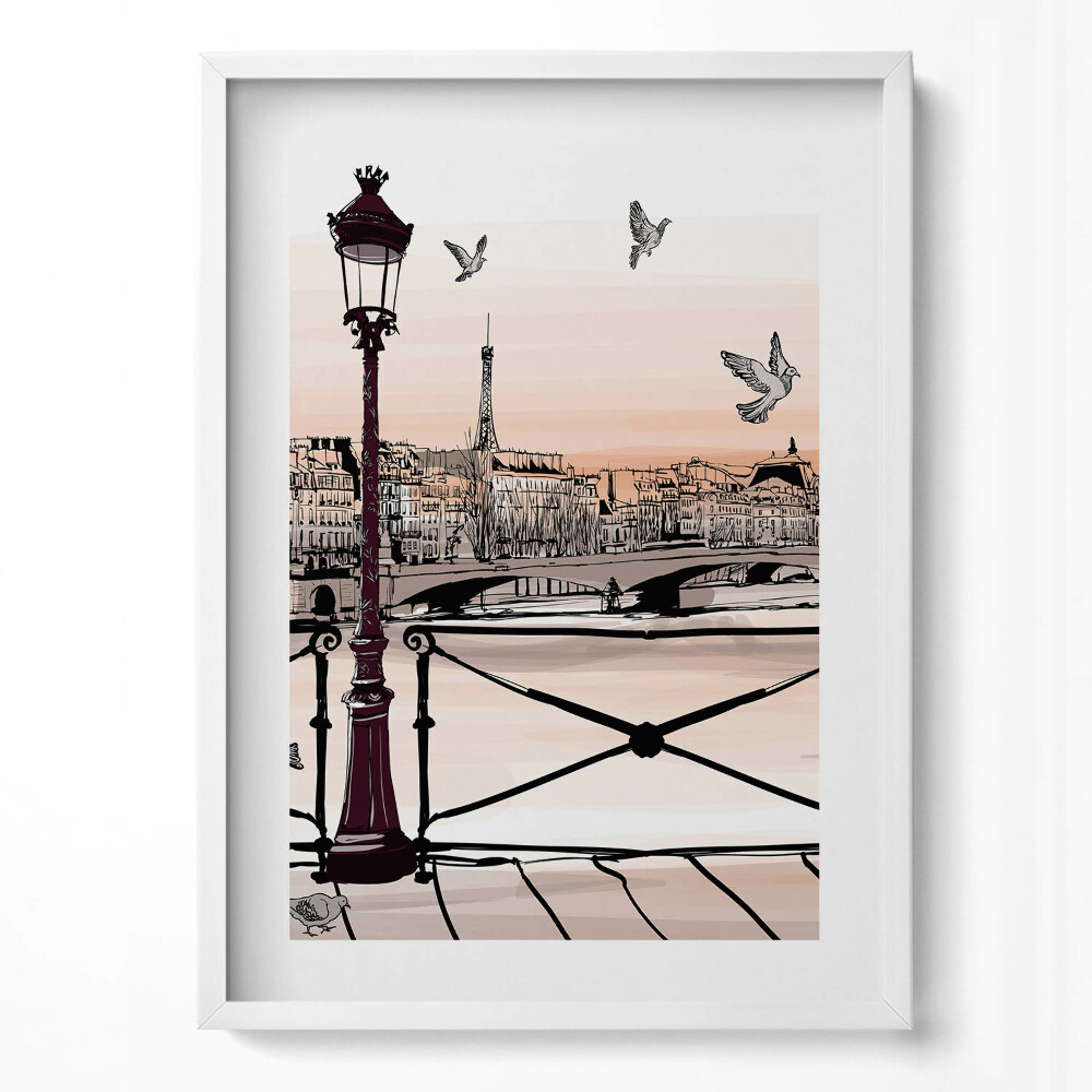 Tablou rama modern Apus de soare pe Sena