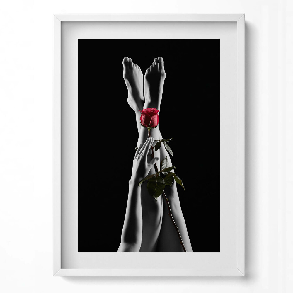 Tablou rama modern Picioarele femeii și un trandafir