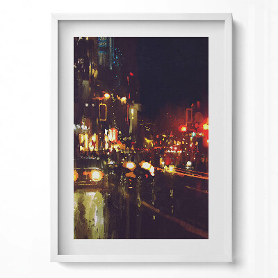 Tablou living cu rama modern Oraș pictat încețoșat