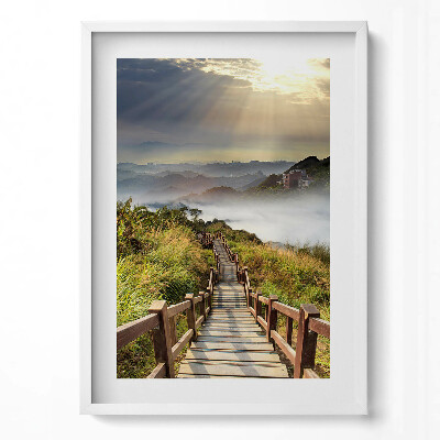 Tablou living cu rama modern Vedere a scărilor din munți