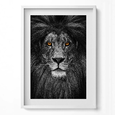 Tablou living cu rama modern Cap de leu alb-negru