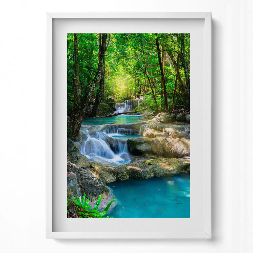 Tablou rama modern Un pârâu turcoaz în pădure