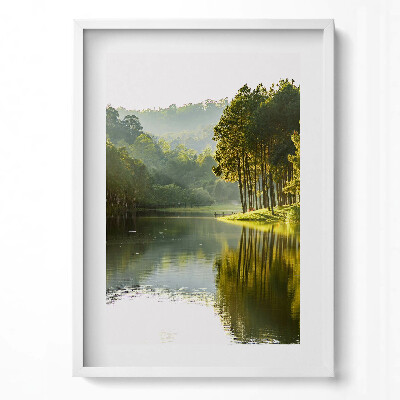 Tablou living cu rama modern Peisajul râului verde