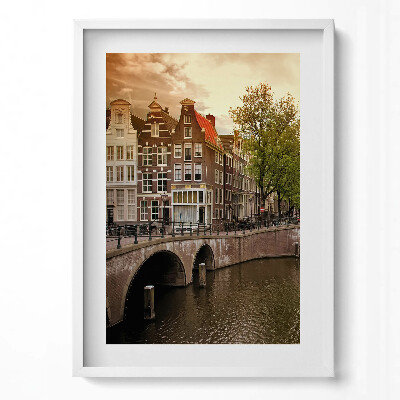 Tablou living cu rama modern Canalele din Amsterdam în interiorul orașului