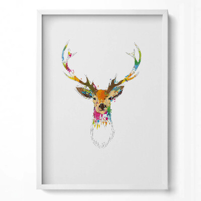 Tablou rama modern Ilustrație color a capului de cerb
