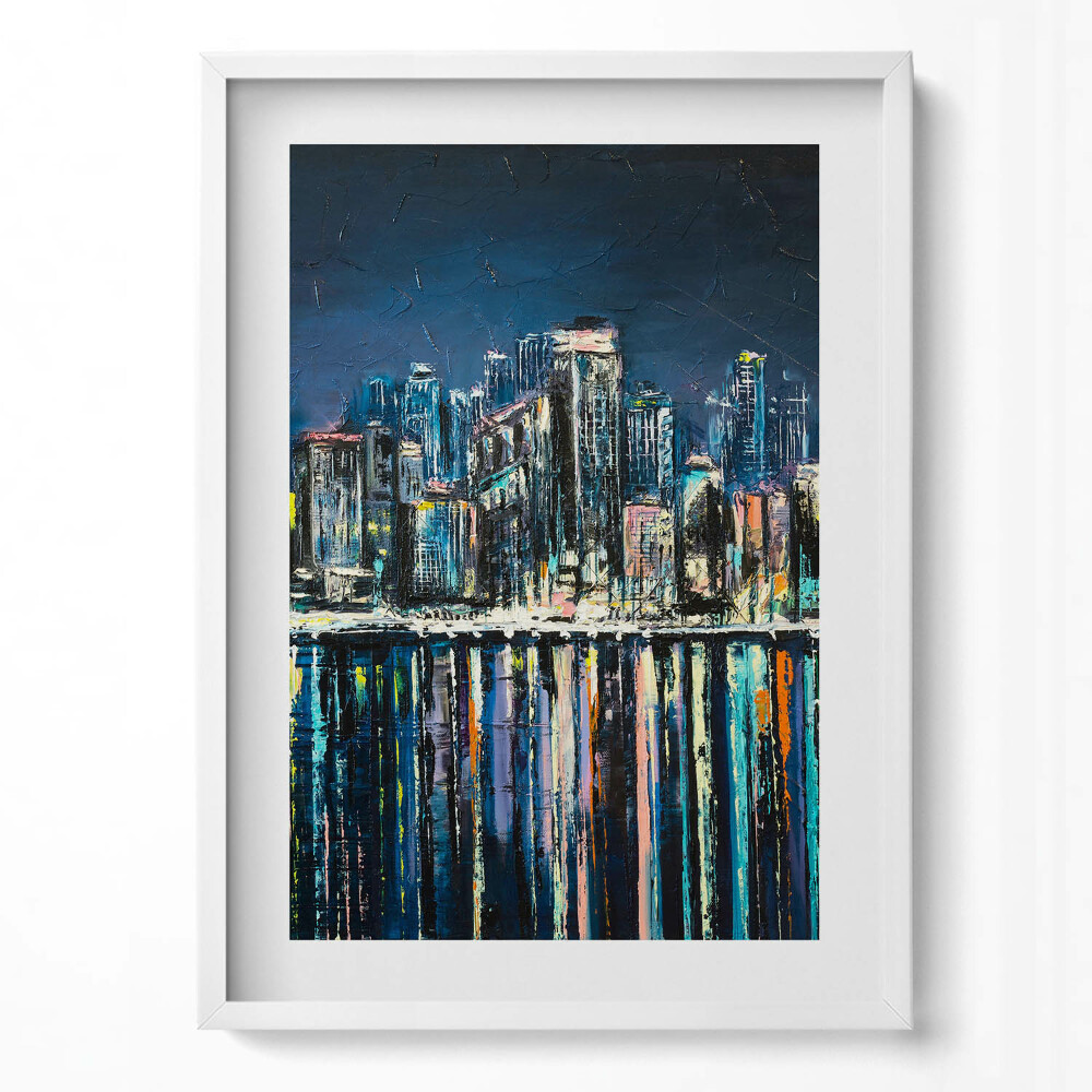 Tablou rama modern Țara Florilor - un oraș fantastic de pe litoral