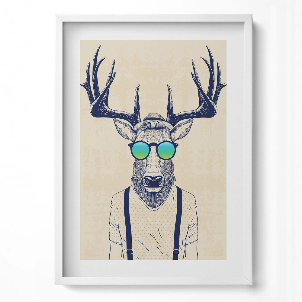 Tablou living cu rama modern Cerb abstract cu trăsături umane