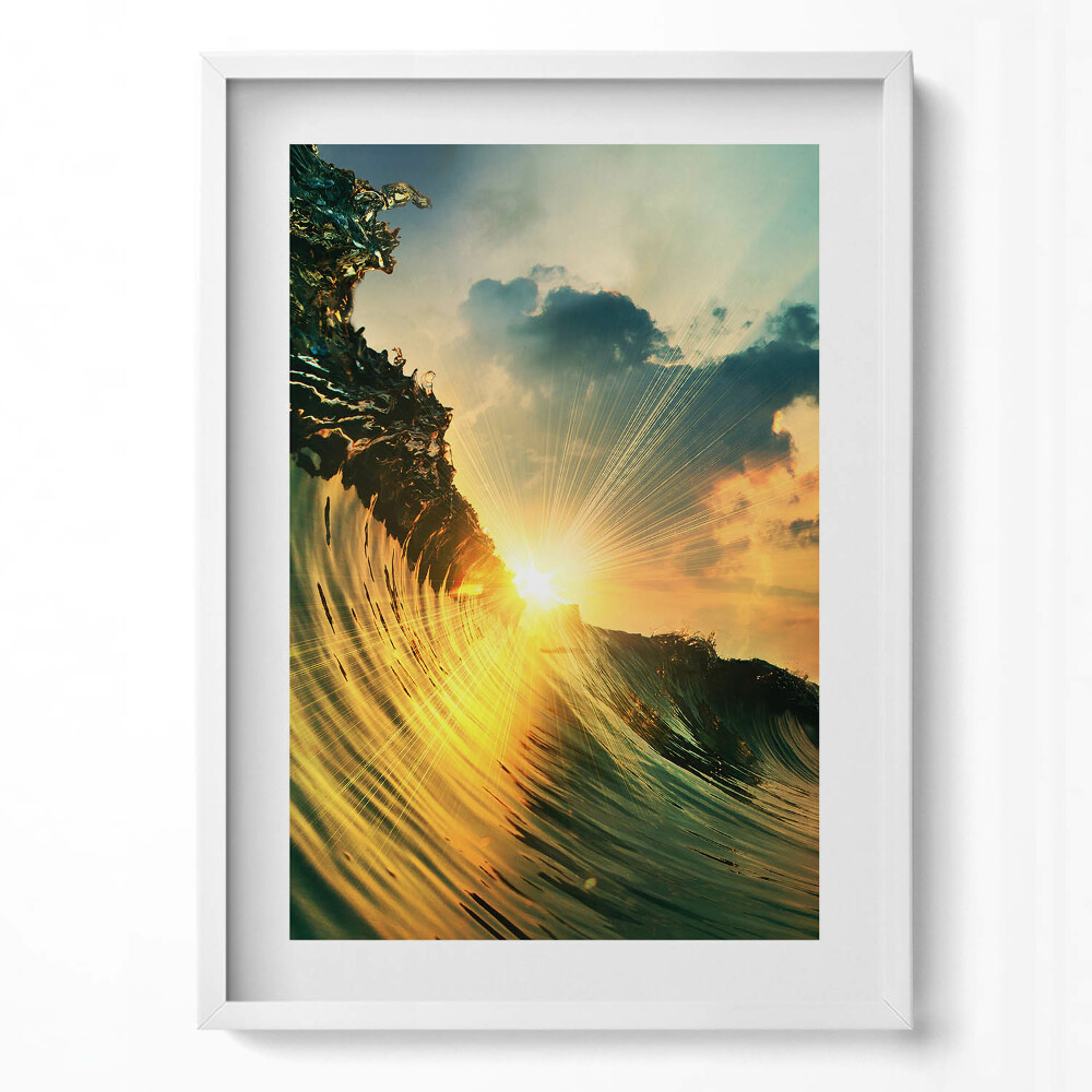 Tablou rama modern Valul mării și apusul soarelui