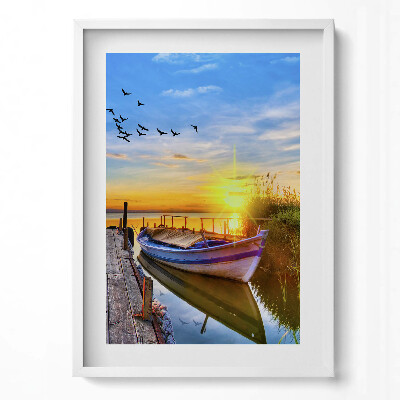 Tablou rama modern Vedere a lacului și a apusului de soare