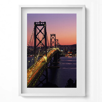 Tablou living cu rama modern Podul și apusul de soare din San Francisco