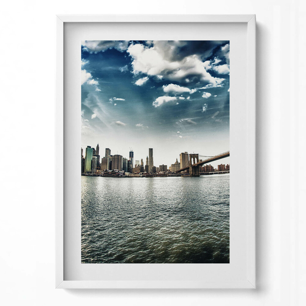 Tablou rama modern Orașul și Podul Brooklyn