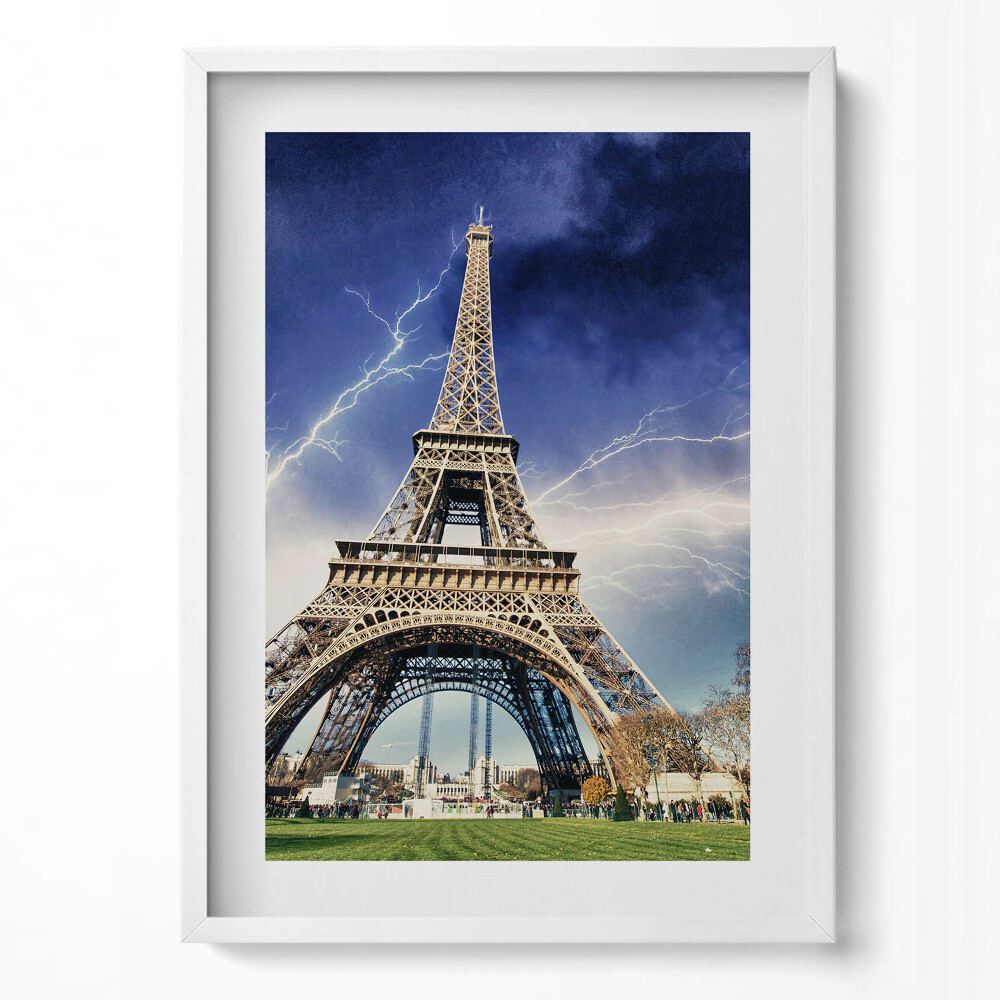 Tablou rama modern Turnul Eiffel, fulgere și furtună