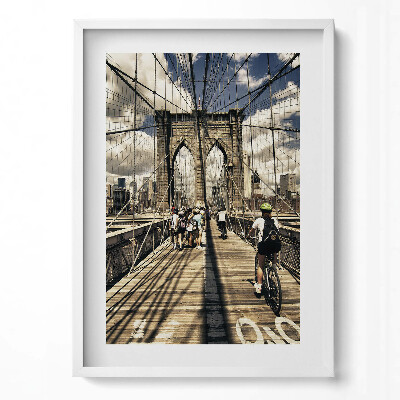 Tablou living cu rama modern Vedere a podului Brooklyn, New York