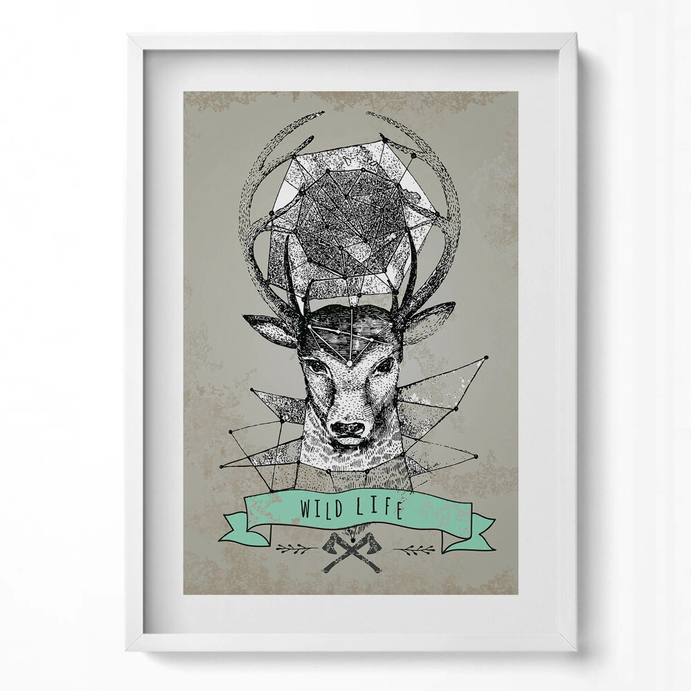 Tablou living cu rama modern Cap de cerb