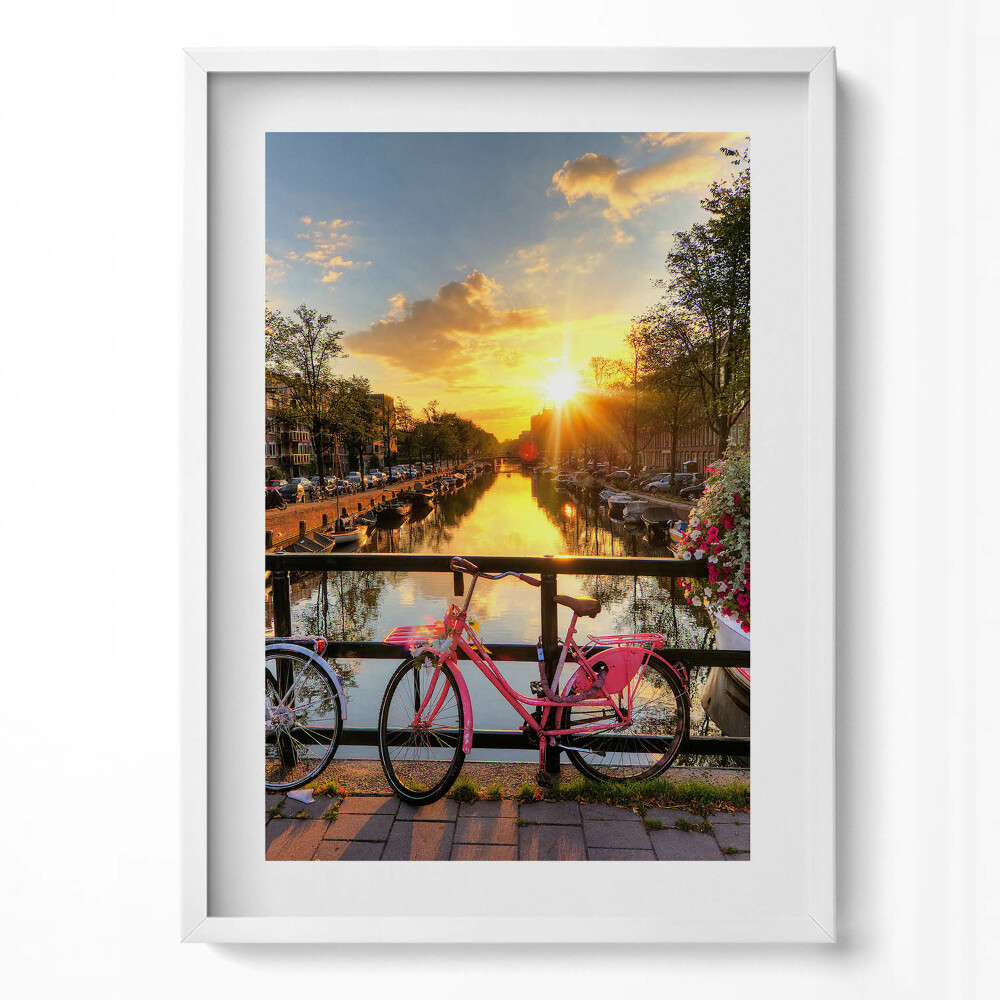 Tablou living cu rama modern Răsărit de soare peste Amsterdam