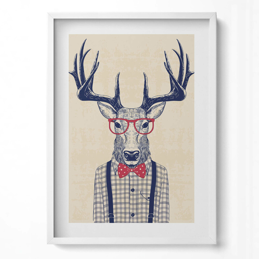 Tablou rama modern Cerb într-o cămașă și o fundă de jazz